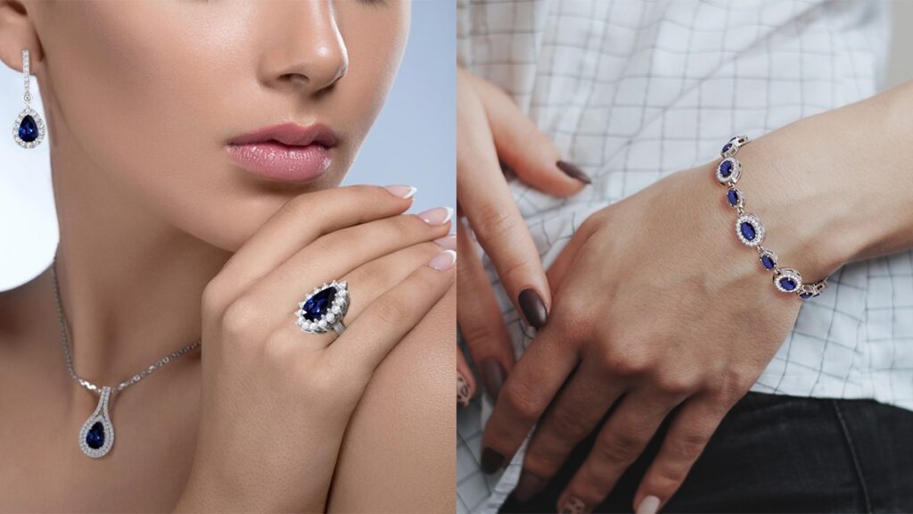 Women Wearing Ring, Pendant, Earring
